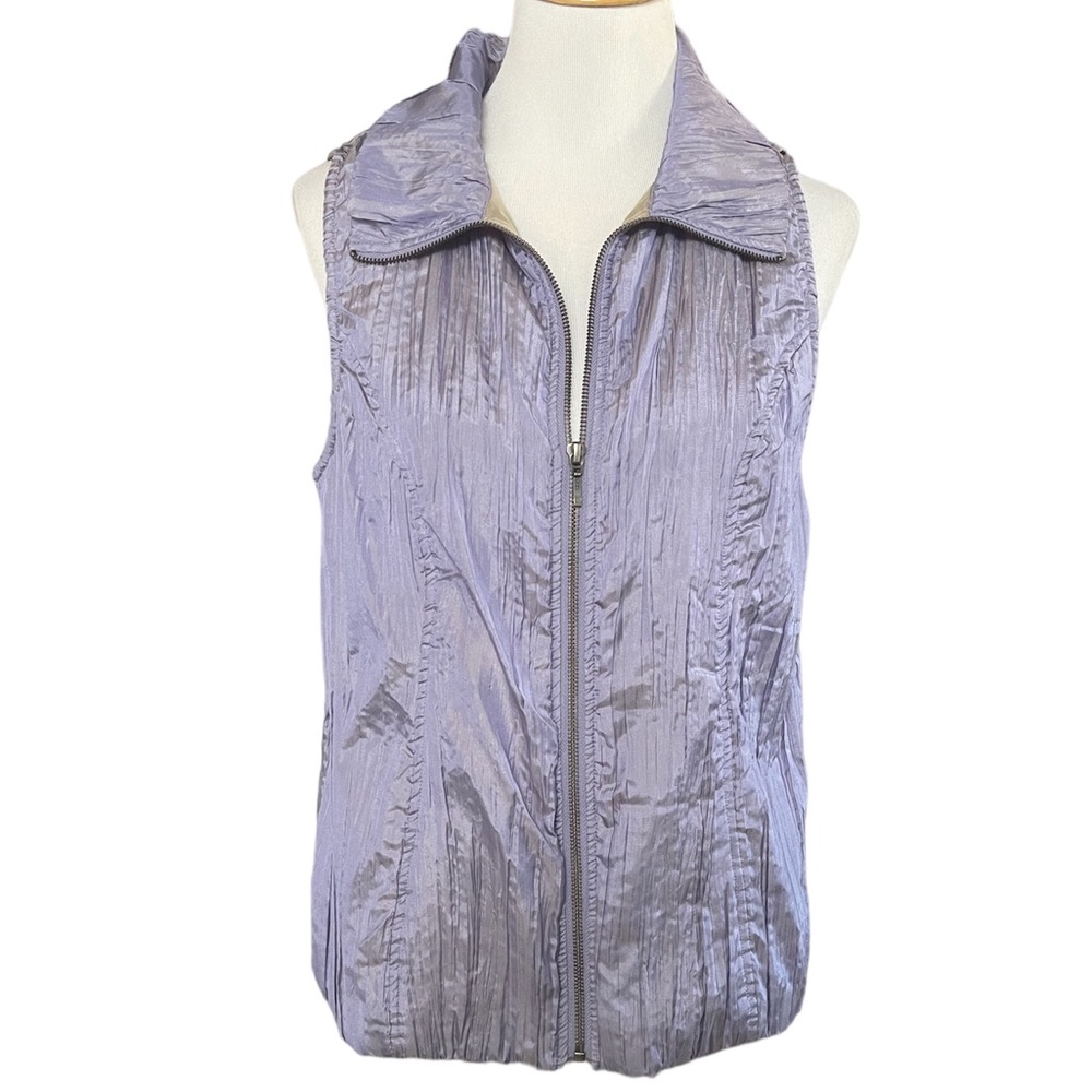 Chico’s metallic purple crinkle vest